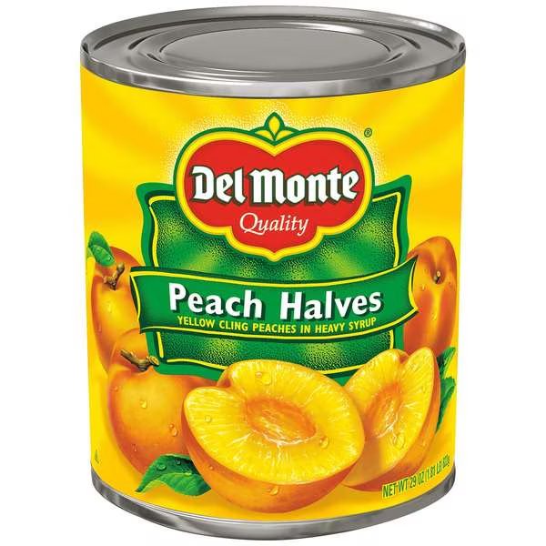 Del Monte In Heavy Syrup Yellow Cling Half Peach 29 oz. Can, PK6, Del Monte, Mfr#: 2000622